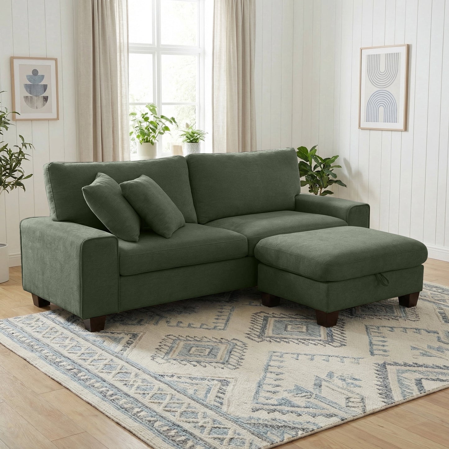 Green-soft chenille fabric