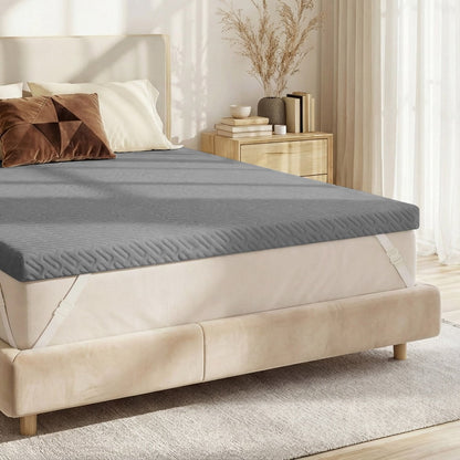 Poshby Twin XL Size 3 inch Gel Memory Foam Mattress Topper with Removable Fitted Cover for Back Pain,White