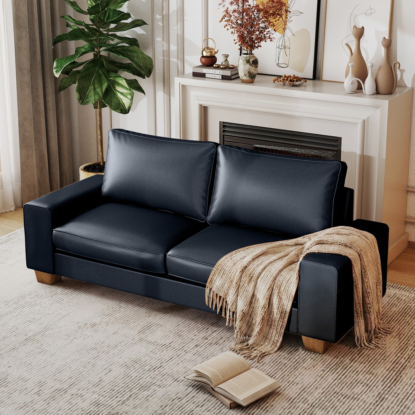 Blue-Faux Leather