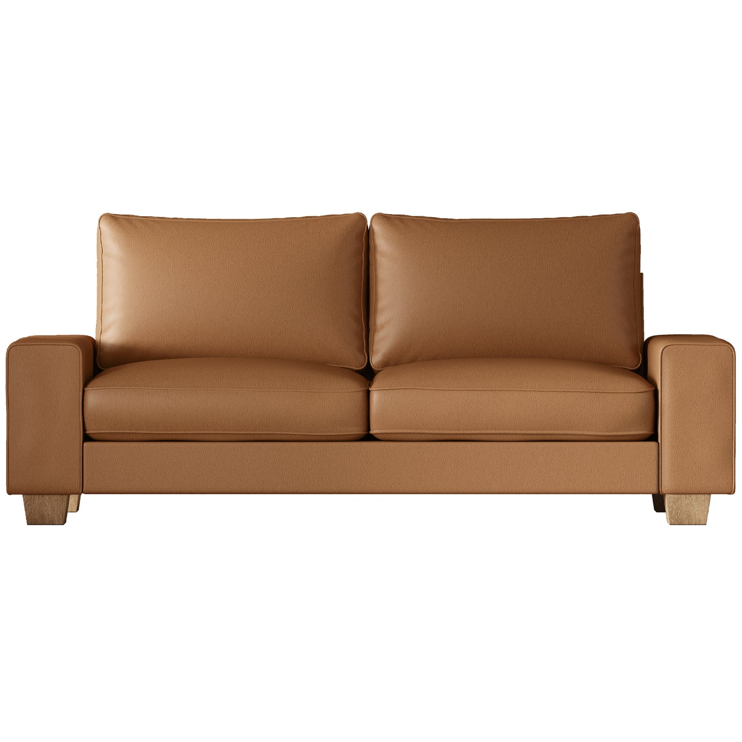 Mid-Century Modern 2-Seater 3-Seater Faux Leather Sofa (Brown)