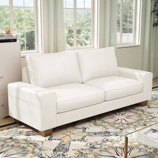 Poshby Mid-Century Modern 2-Seater 3-Seater Faux Leather Sofa