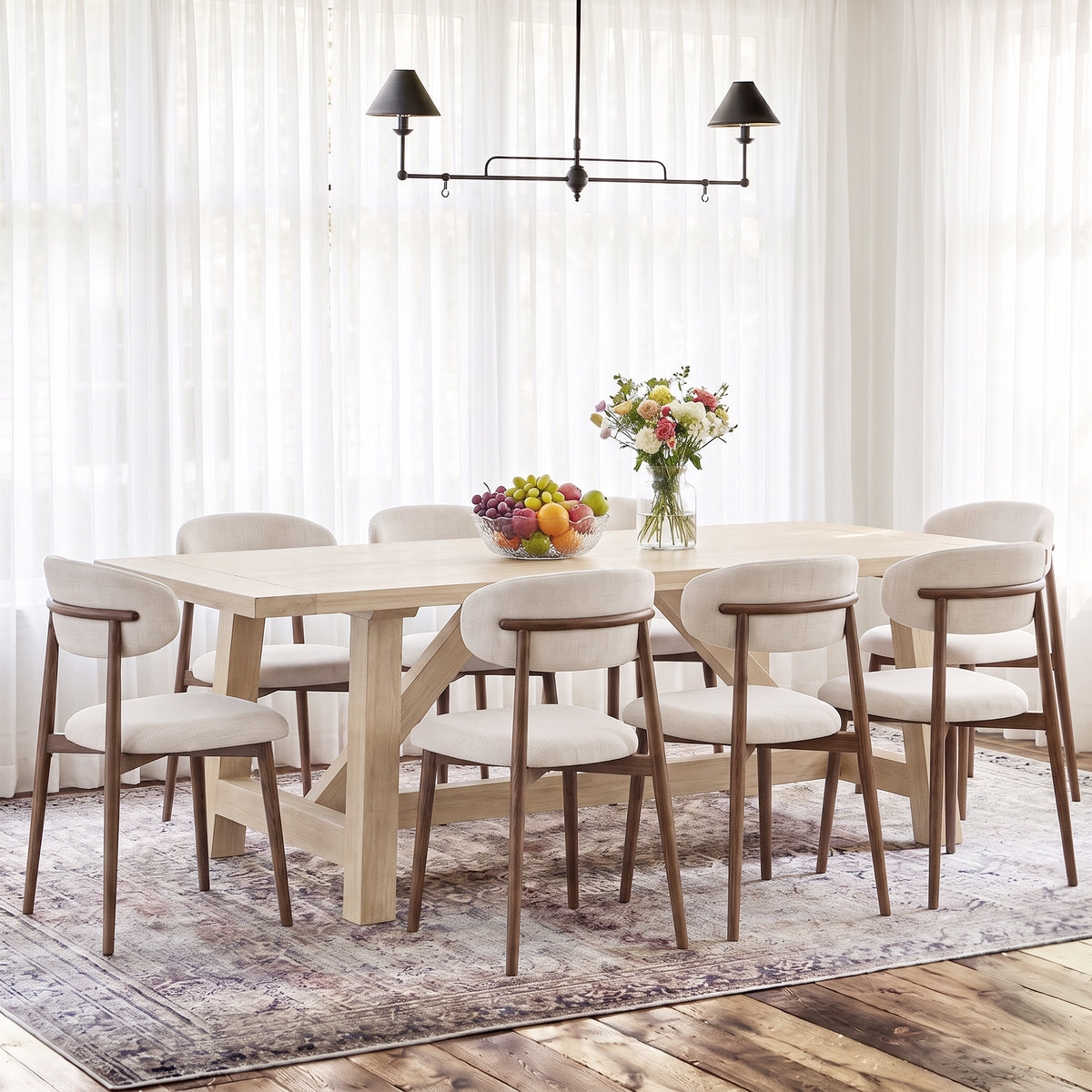Beige cushion-Walnut legs