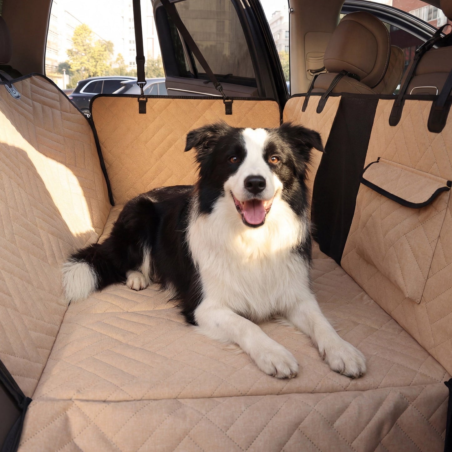 Poshby Dog Car Seat Cover,Waterproof Scratchproof Pet Hammock with Mesh Window Washable Seat Protector Universal for Cars Trucks SUVs Black