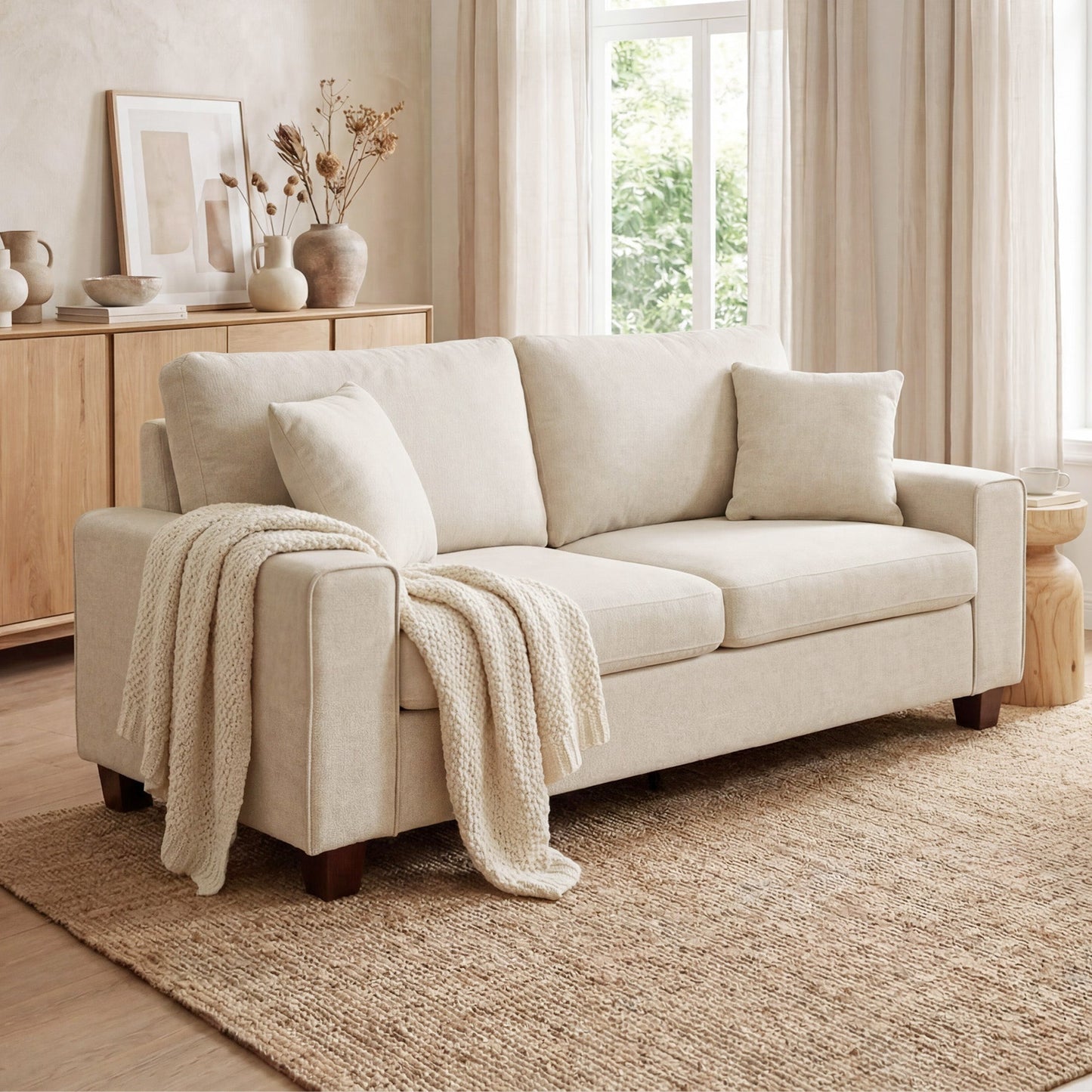 Beige-soft chenille fabric