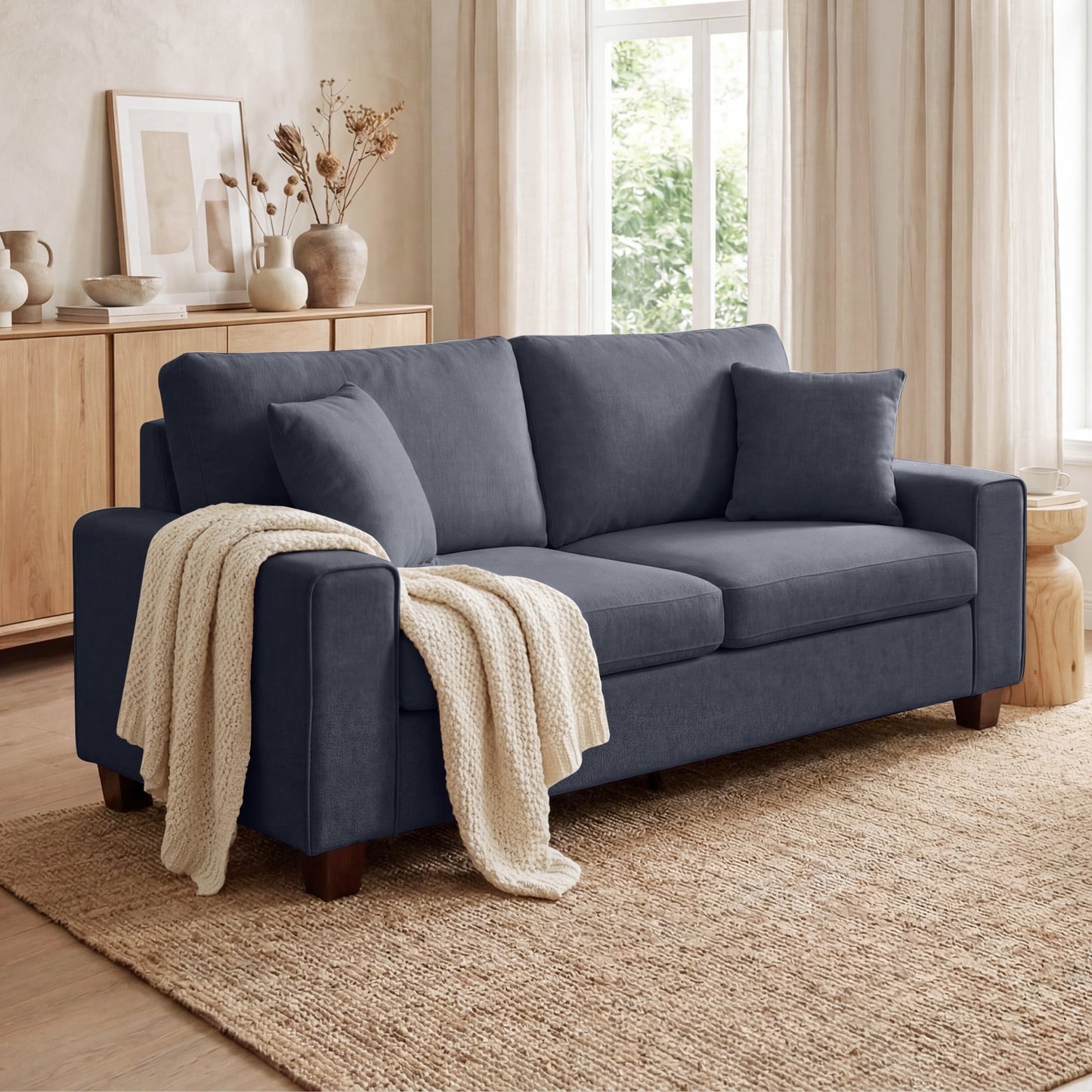 Blue-soft chenille fabric