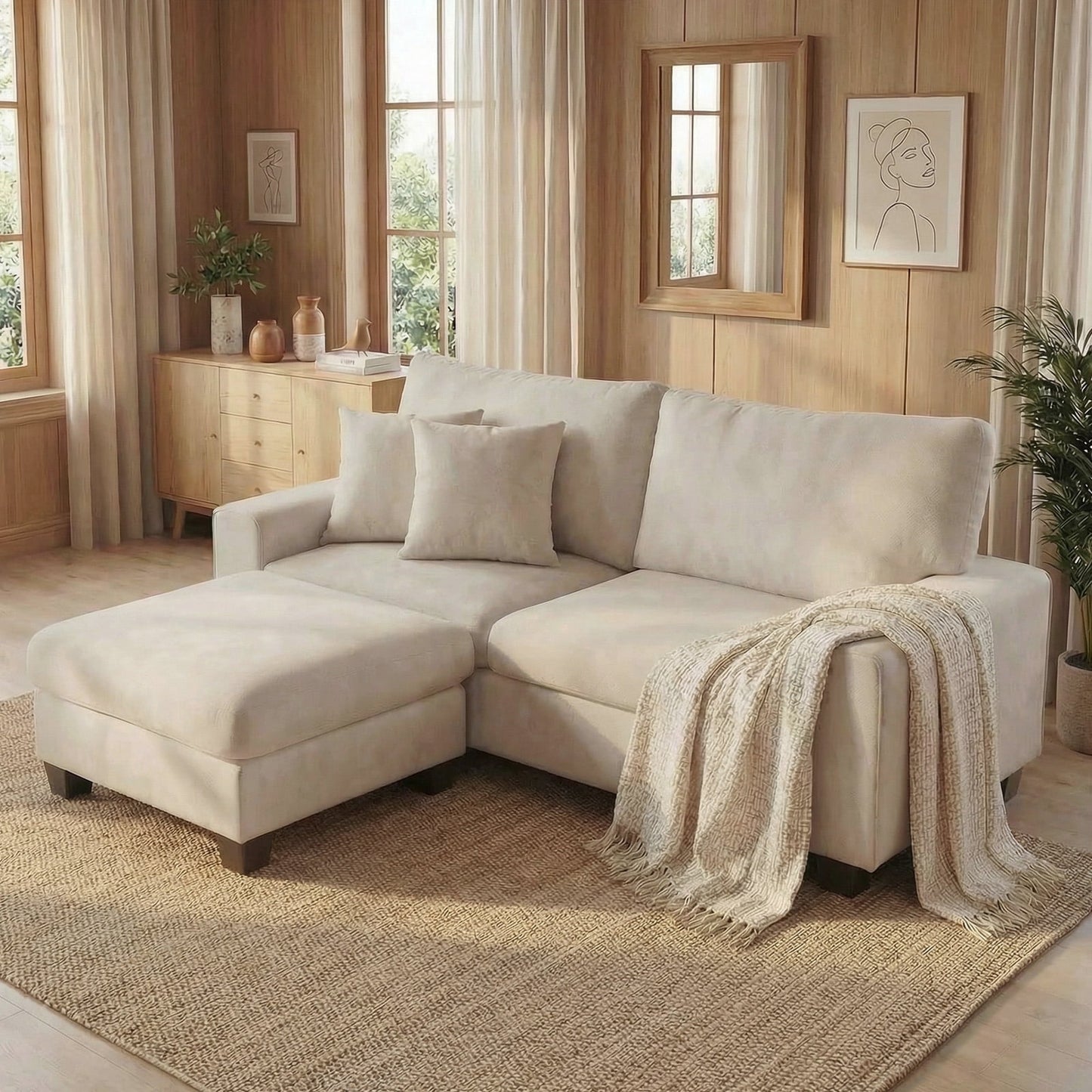 Beige-soft chenille fabric