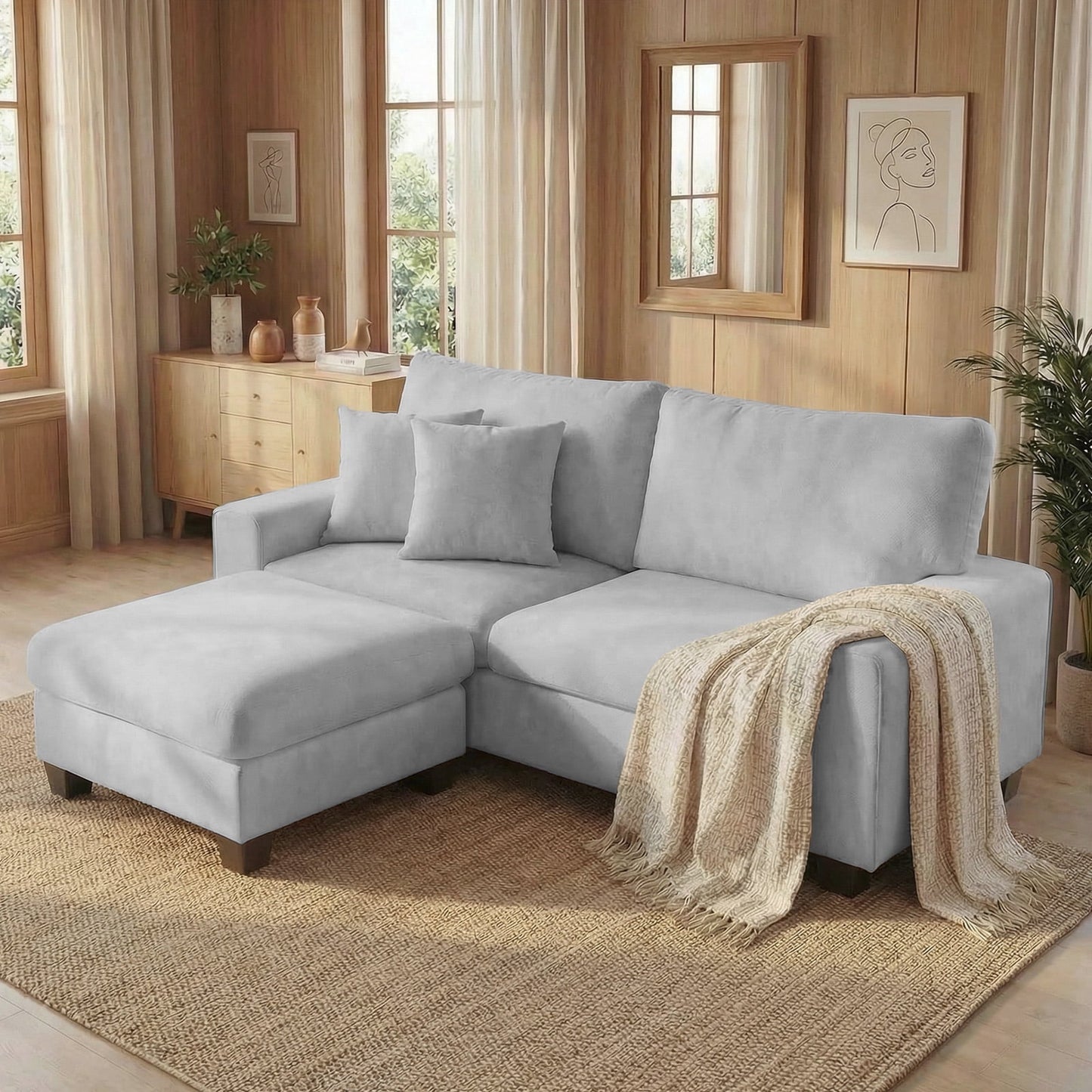 Light Gray-soft chenille fabric