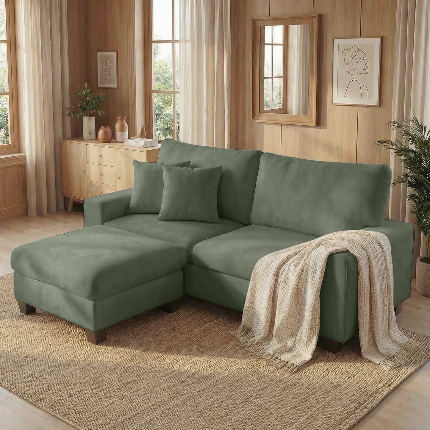 Light Green-soft chenille fabric