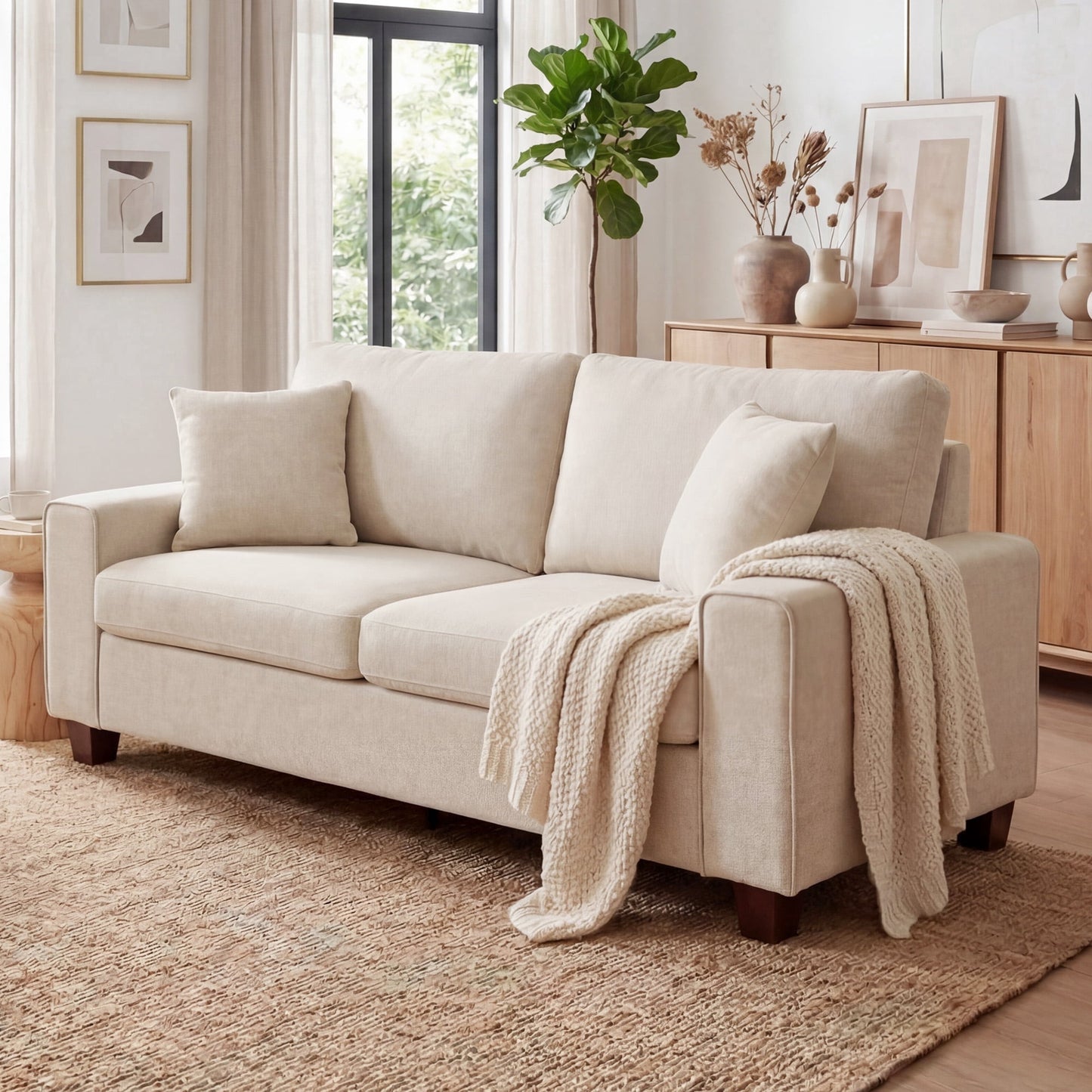 Beige-soft chenille fabric