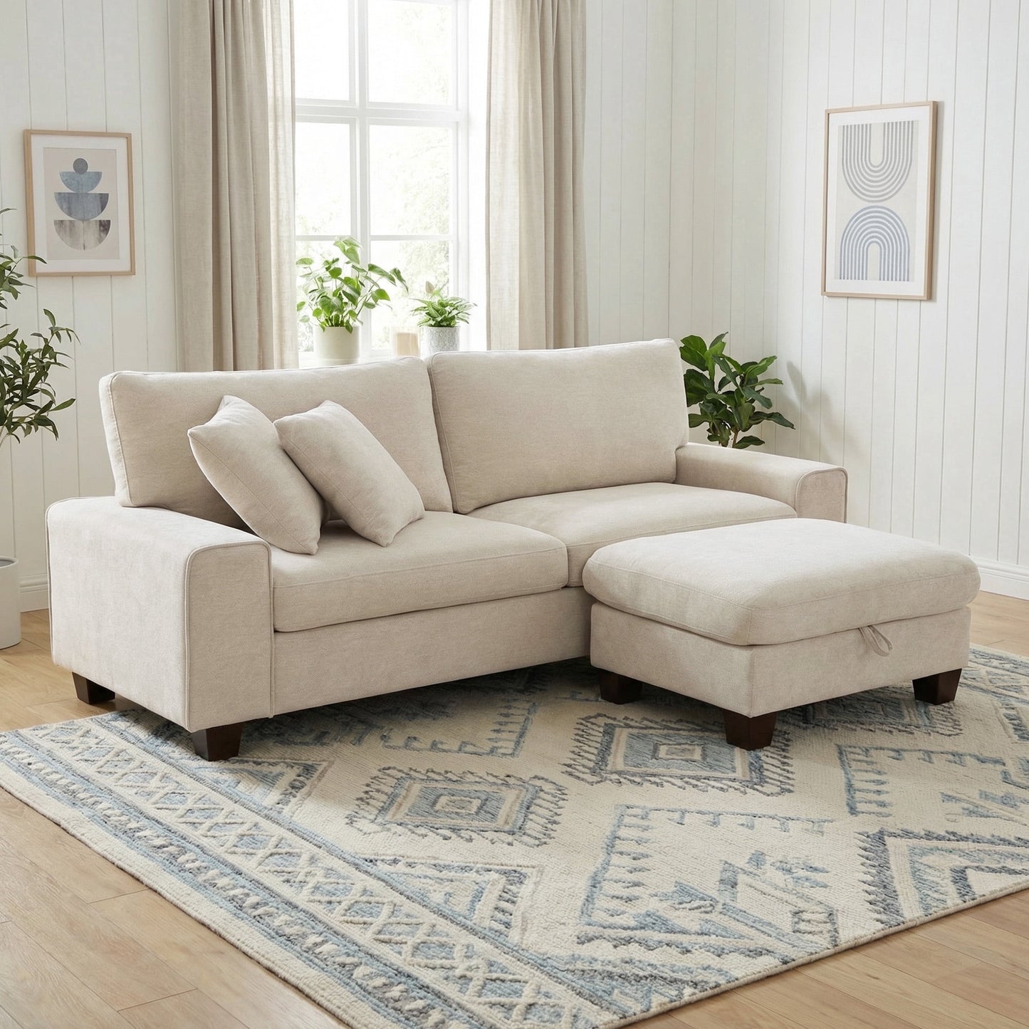 Beige-soft chenille fabric